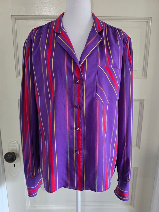 Joseph Tops - Vintage Josephine Purple Striped Button-Down Shirt